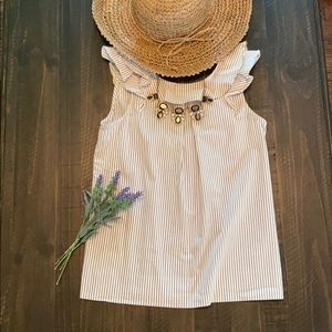 J. Crew Striped Ruffle Tank Top